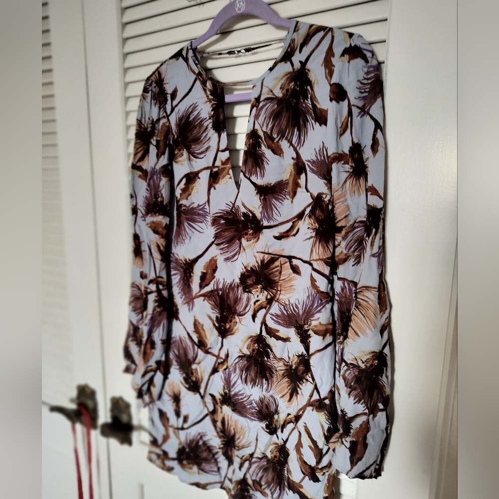 Kimchi Blue Urban Outfitters 100% Rayon Lined Blue Floral Print Dress Size Small